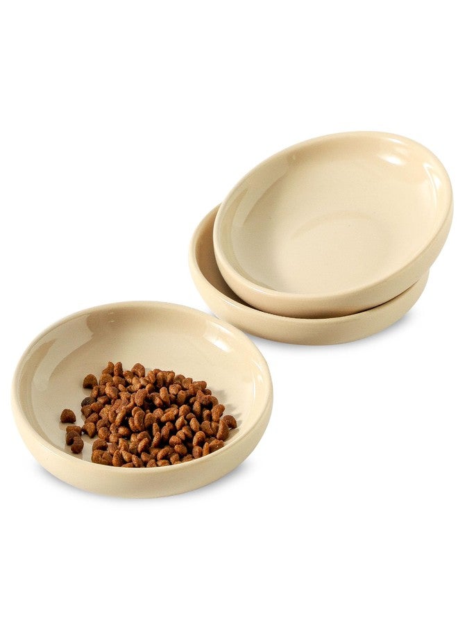 Howise 3 PCS Ceramic Cat Bowls, 5.5 in Pet Food Bowl Cat Dishes for Food and Water, Small Dog Dish(Khaki) - Image 1